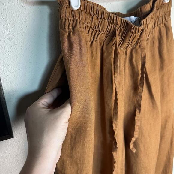 Jillian Boustred Australia Linen Wide Leg Rusty Brown Lagen Pull On Pants Sz S - Picture 10 of 12